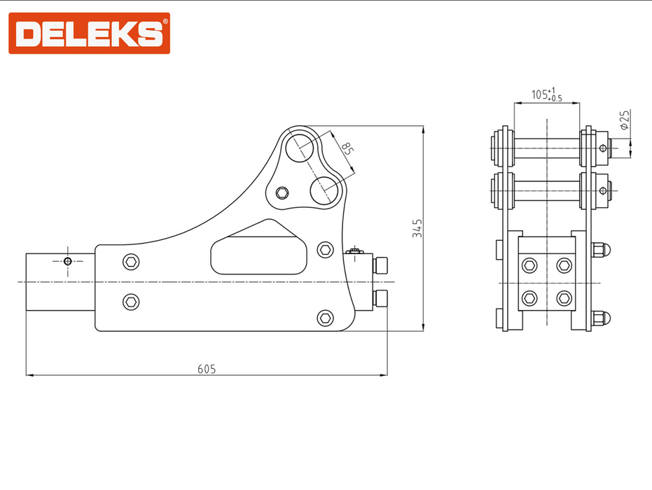 DELEKS® HAMMER-350-L Hydraulic Hammer for Mini Excavators